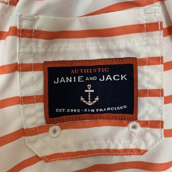 Janie & Jack Swim Trunks White Orange Stripe Anchor Nautical Boys 3-6 Months - Picture 6 of 13